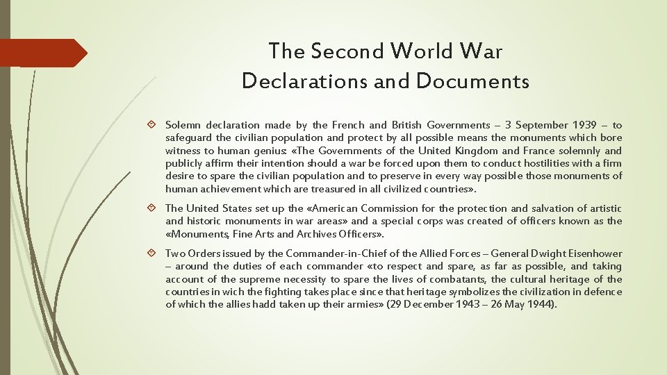 The Second World War Declarations and Documents Solemn declaration made by the French and