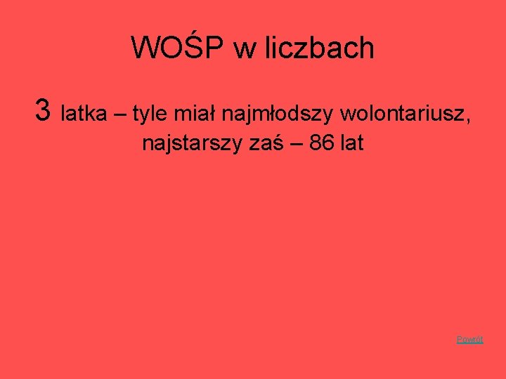 WOŚP w liczbach 3 latka – tyle miał najmłodszy wolontariusz, najstarszy zaś – 86