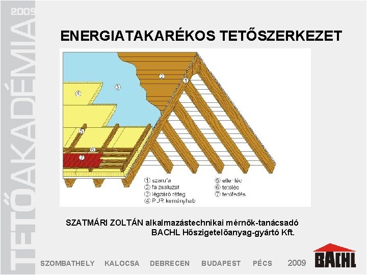 Energiatakarékos tetőszerkezet ENERGIATAKARÉKOS TETŐSZERKEZET q megfelelő hőszigetelés q tetőt körülvevő „hőburok” q hőhidak minimalizálása