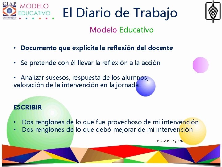 El Diario de Trabajo Modelo Educativo • Documento que explicita la reflexión del docente