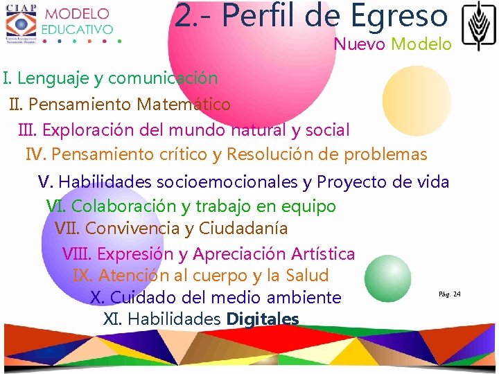 2. - Perfil de Egreso Nuevo Modelo I. Lenguaje y comunicación II. Pensamiento Matemático