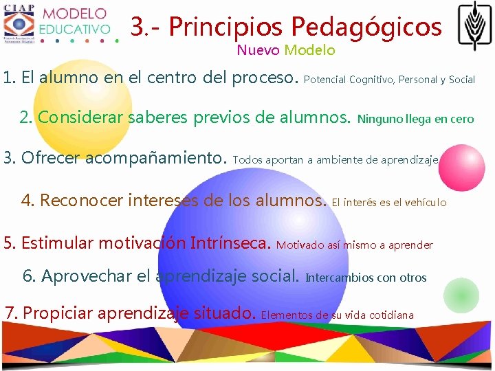 3. - Principios Pedagógicos Nuevo Modelo 1. El alumno en el centro del proceso.