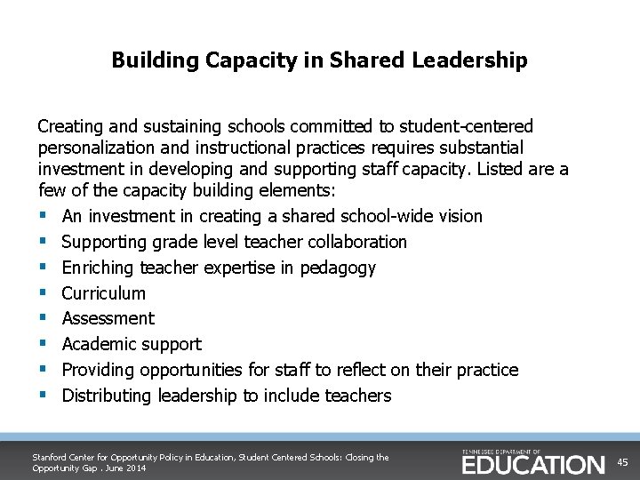 Building Capacity in Shared Leadership Creating and sustaining schools committed to student centered personalization Building Capacity in Shared Leadership Creating and sustaining schools committed to student centered personalization
