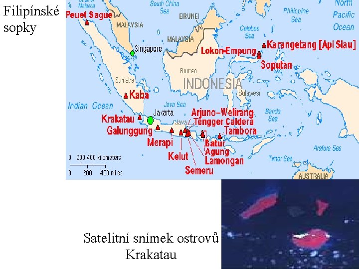 Filipínské sopky Satelitní snímek ostrovů Krakatau 