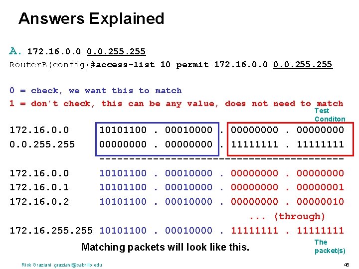 Answers Explained A. 172. 16. 0. 0. 255 Router. B(config)#access-list 10 permit 172. 16.