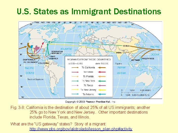 U. S. States as Immigrant Destinations Fig. 3 -8: California is the destination of