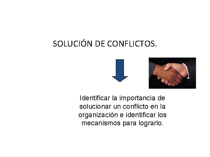 SOLUCIÓN DE CONFLICTOS. Identificar la importancia de solucionar un conflicto en la organización e SOLUCIÓN DE CONFLICTOS. Identificar la importancia de solucionar un conflicto en la organización e