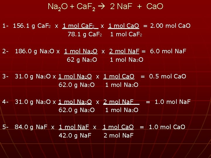 Na 2 O + Ca. F 2 2 Na. F + Ca. O 1