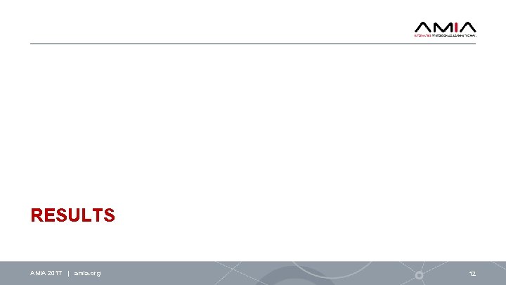 RESULTS AMIA 2017 | amia. org 12 