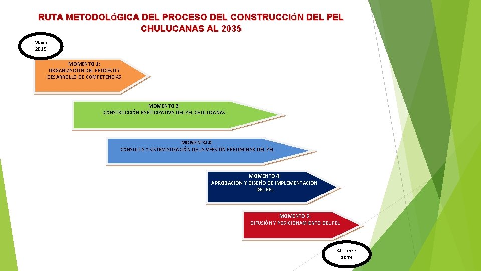 RUTA METODOLÓGICA DEL PROCESO DEL CONSTRUCCIÓN DEL PEL CHULUCANAS AL 2035 Mayo 2019 MOMENTO