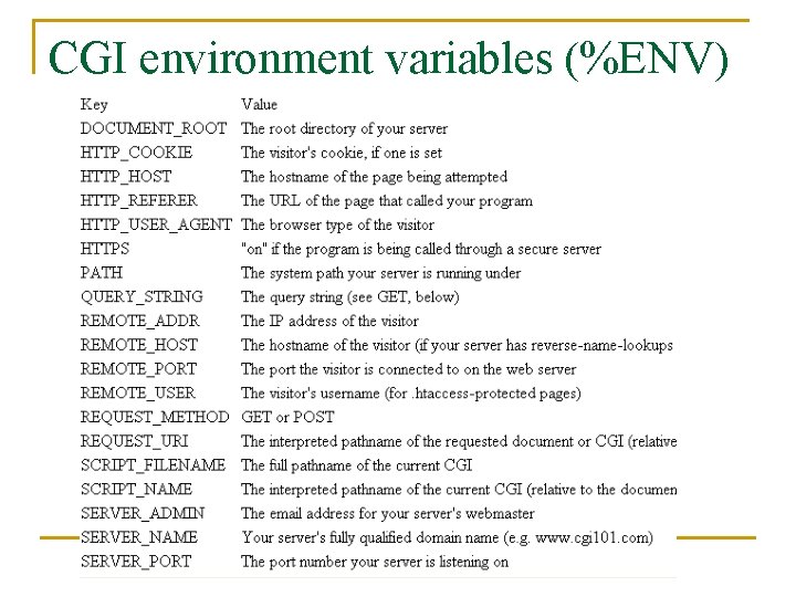 CGI environment variables (%ENV) 