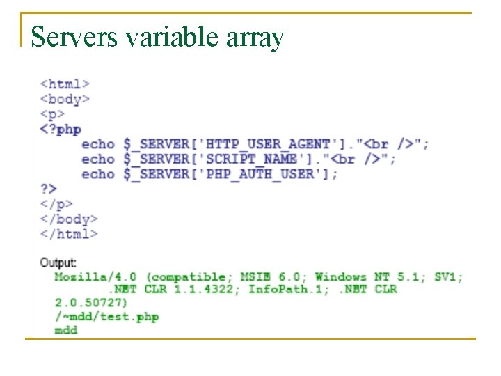 Servers variable array 