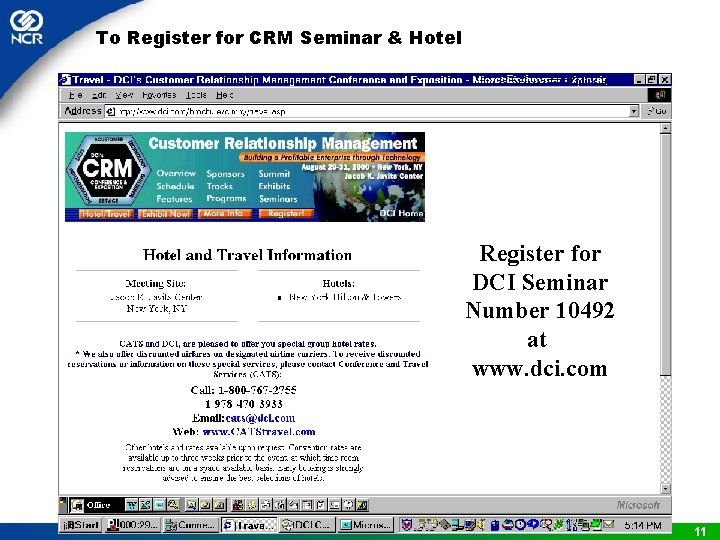 To Register for CRM Seminar & Hotel Register for DCI Seminar Number 10492 at