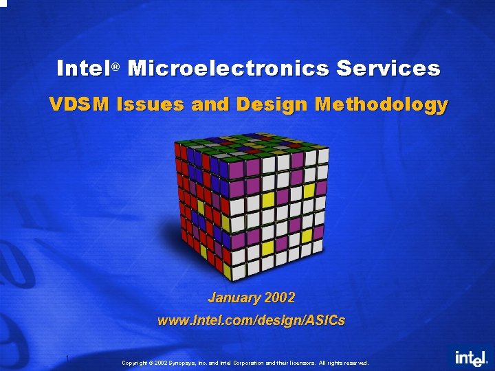 Intel® Microelectronics Services VDSM Issues and Design Methodology January 2002 www. Intel. com/design/ASICs 1