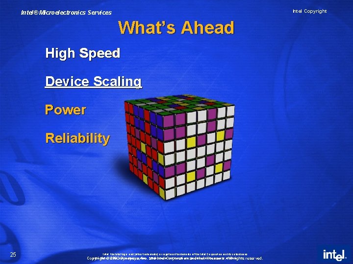 Intel Copyright Intel® Microelectronics Services What’s Ahead High Speed Device Scaling Power Reliability 25