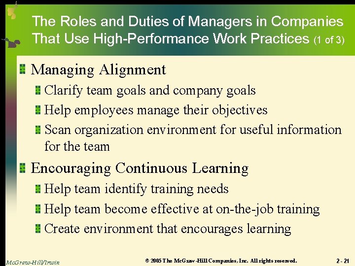 The Roles and Duties of Managers in Companies That Use High-Performance Work Practices (1