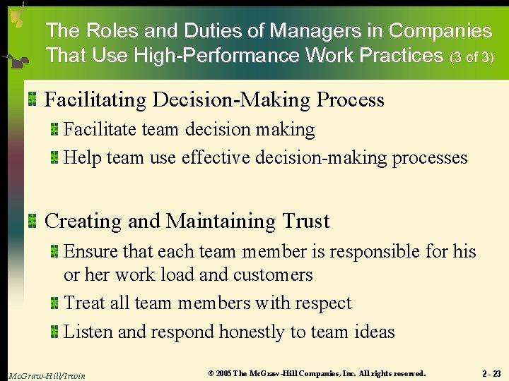 The Roles and Duties of Managers in Companies That Use High-Performance Work Practices (3