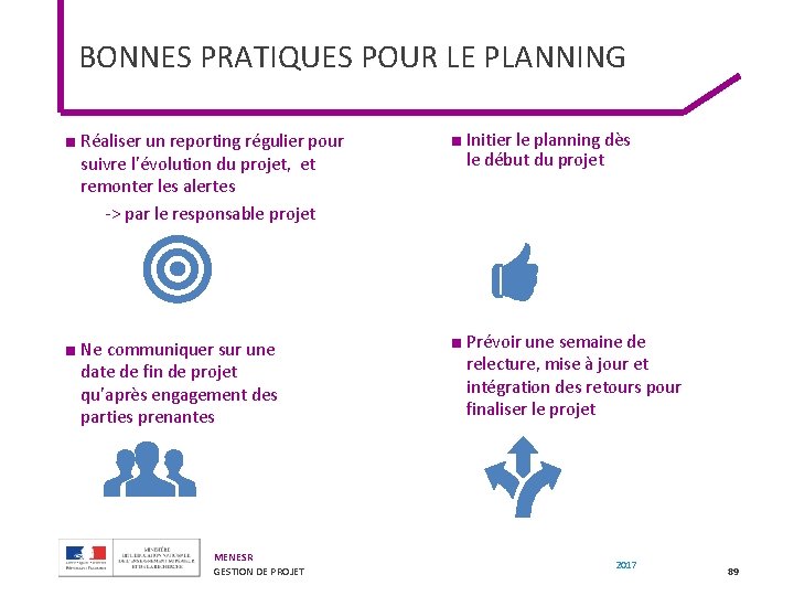 BONNES PRATIQUES POUR LE PLANNING ■ Réaliser un reporting régulier pour suivre l’évolution du