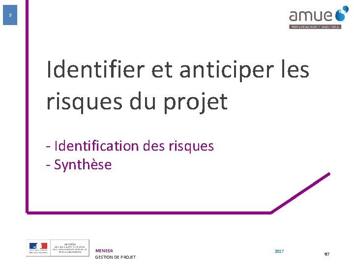 9 Identifier et anticiper les risques du projet - Identification des risques - Synthèse