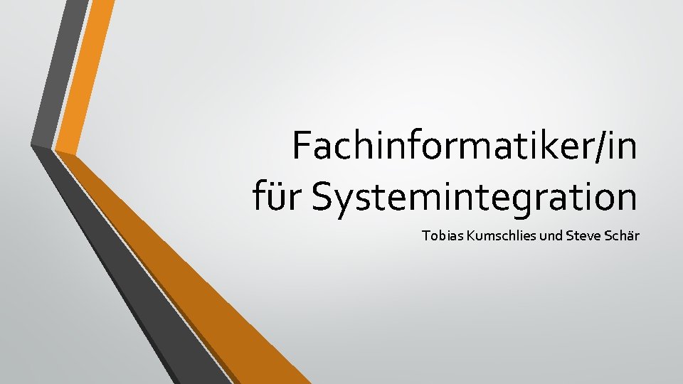 Fachinformatiker/in für Systemintegration Tobias Kumschlies und Steve Schär 