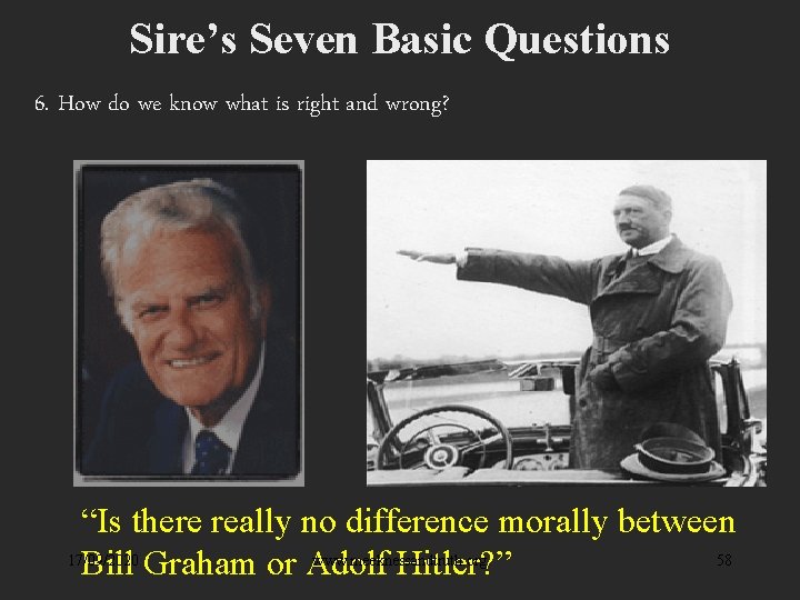 Sire’s Seven Basic Questions 6. How do we know what is right and wrong?