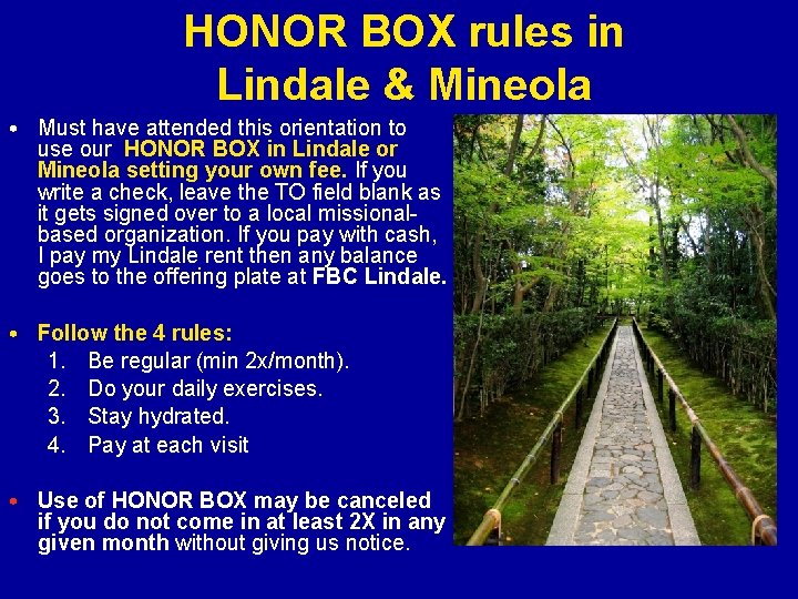 HONOR BOX rules in Lindale & Mineola • Must have attended this orientation to