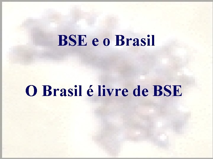 BSE e o Brasil O Brasil é livre de BSE 