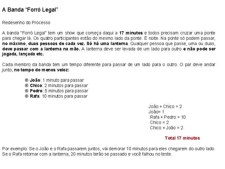 A Banda “Forró Legal” Redesenho do Processo A banda “Forró Legal” tem um show