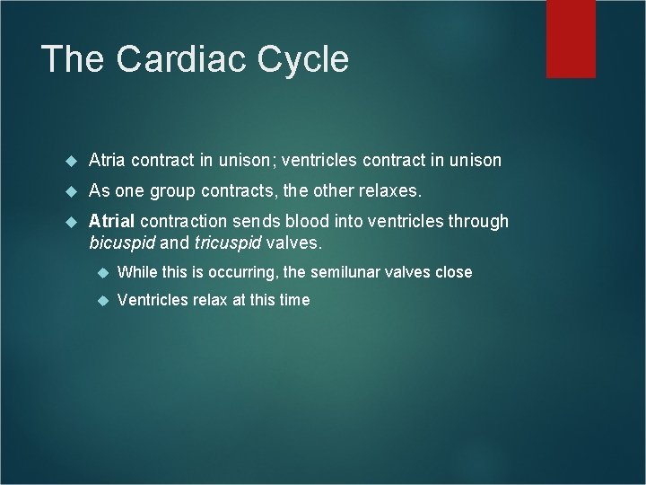 The Cardiac Cycle Atria contract in unison; ventricles contract in unison As one group The Cardiac Cycle Atria contract in unison; ventricles contract in unison As one group