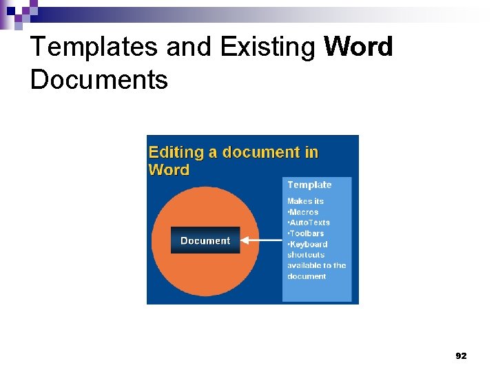 Templates and Existing Word Documents 92 