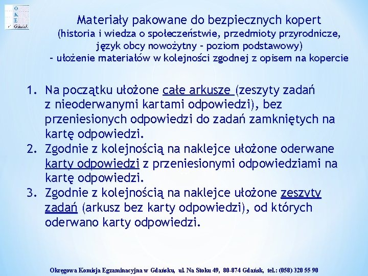 Materiały pakowane do bezpiecznych kopert (historia i wiedza o społeczeństwie, przedmioty przyrodnicze, język obcy