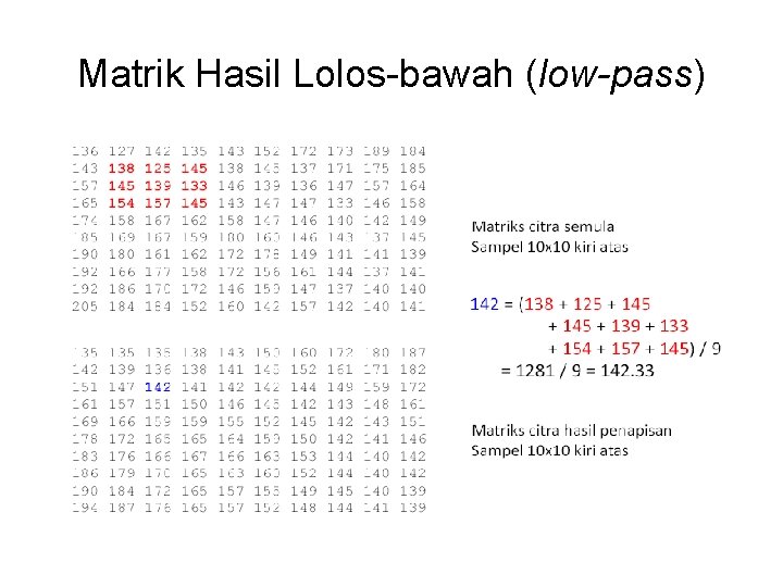 Matrik Hasil Lolos-bawah (low-pass) 