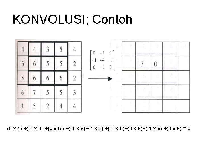 KONVOLUSI; Contoh (0 x 4) +(-1 x 3 )+(0 x 5 ) +(-1 x