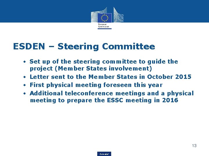 ESDEN – Steering Committee • Set up of the steering committee to guide the