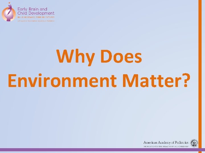 Why Does Environment Matter? 