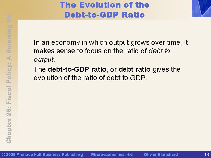 Chapter 26: Fiscal Policy: A Summing Up The Evolution of the Debt-to-GDP Ratio In