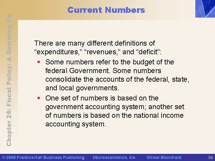 Chapter 26: Fiscal Policy: A Summing Up Current Numbers There are many different definitions