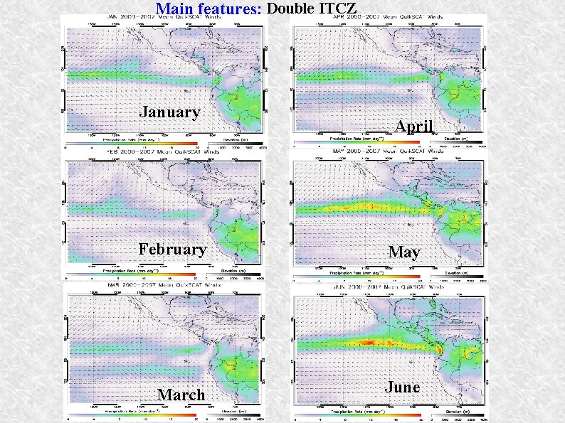 Main features: Double ITCZ January April February March June 