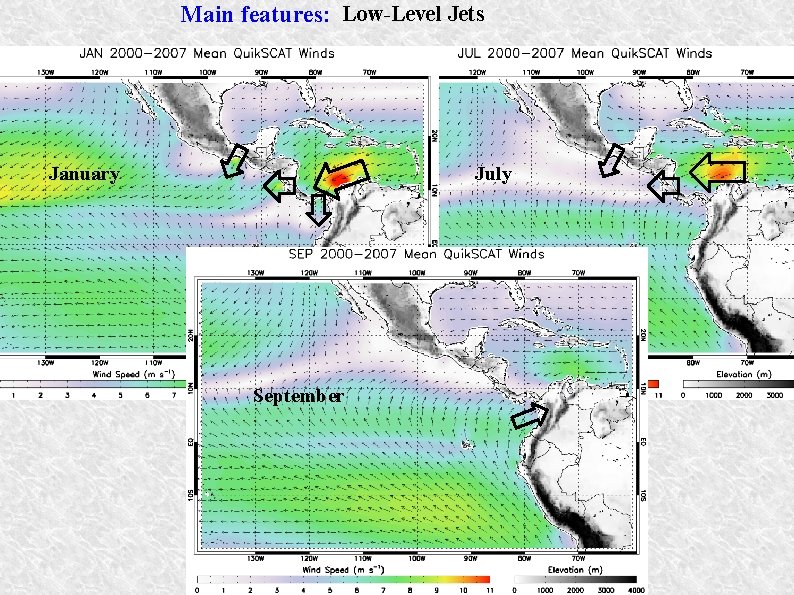 Main features: Low-Level Jets January July September Main features: Low-Level Jets January July September