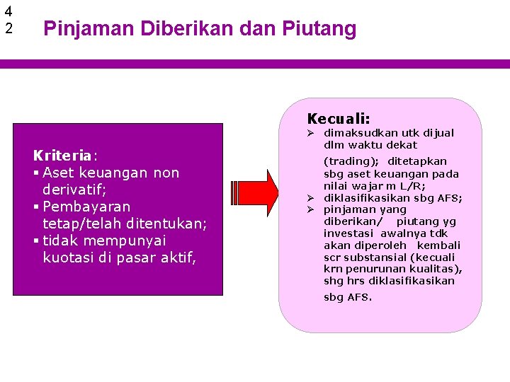 4 2 Pinjaman Diberikan dan Piutang Kecuali: Kriteria: § Aset keuangan non derivatif; §