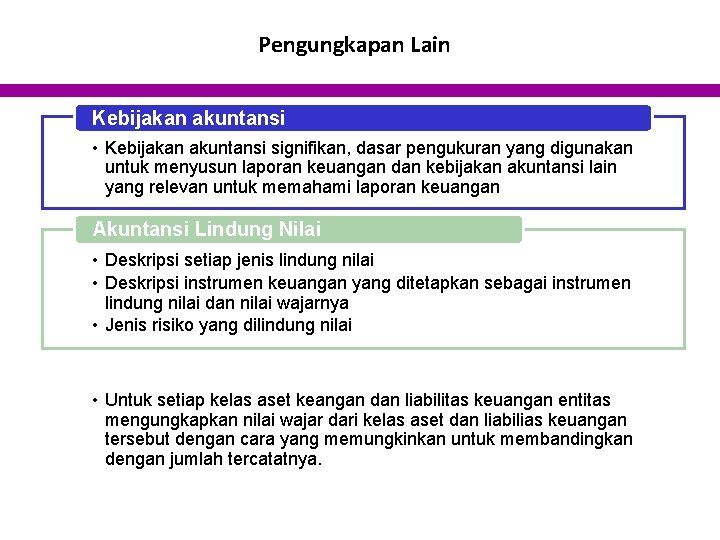 Pengungkapan Lain Kebijakan akuntansi • Kebijakan akuntansi signifikan, dasar pengukuran yang digunakan untuk menyusun