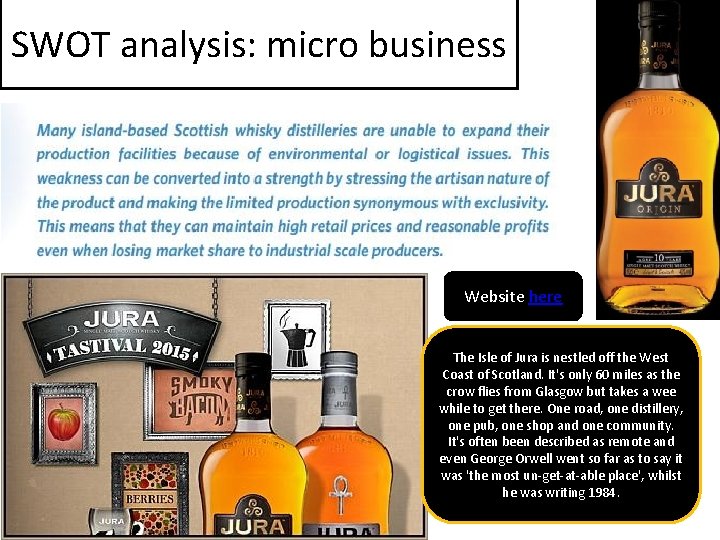 SWOT analysis: micro business Website here The Isle of Jura is nestled off the