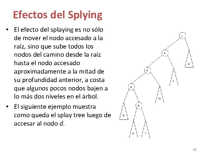 Efectos del Splying • El efecto del splaying es no sólo de mover el Efectos del Splying • El efecto del splaying es no sólo de mover el