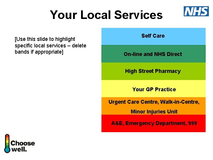 Your Local Services [Use this slide to highlight specific local services – delete bands