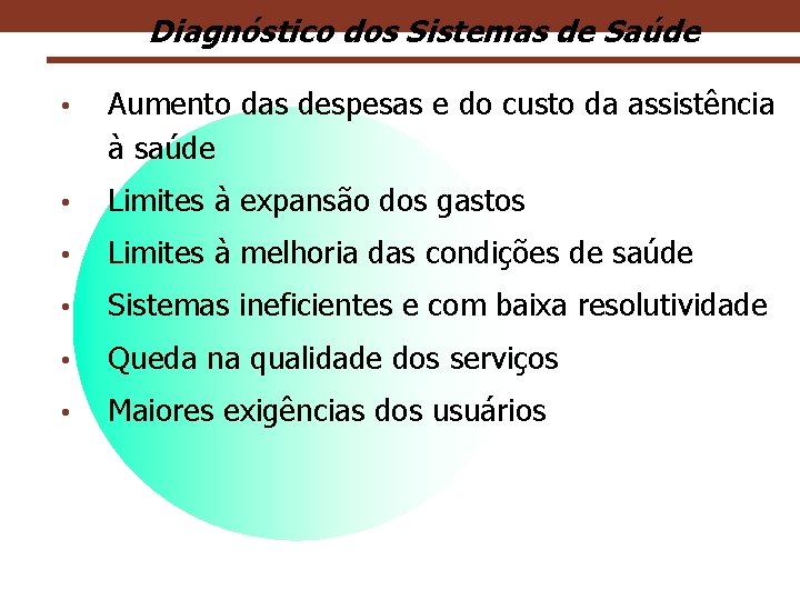 Diagnóstico dos Sistemas de Saúde 12 • Aumento das despesas e do custo da