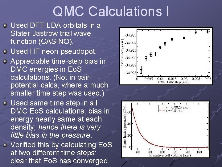 QMC Calculations I Used DFT-LDA orbitals in a Slater-Jastrow trial wave function (CASINO). Used