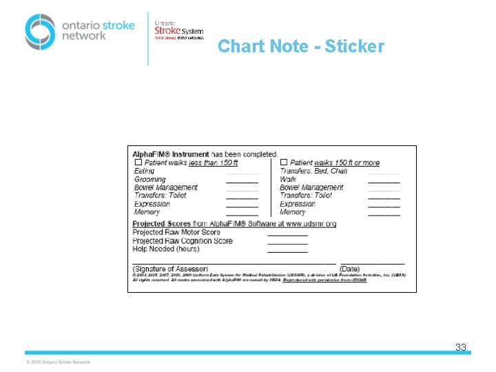 Chart Note - Sticker 33 