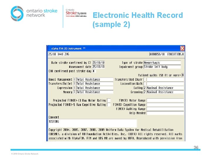 Electronic Health Record (sample 2) 36 