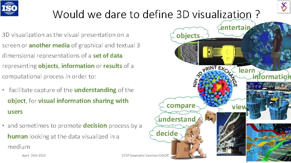 Would we dare to define 3 D visualization ? objects 3 D visualization as