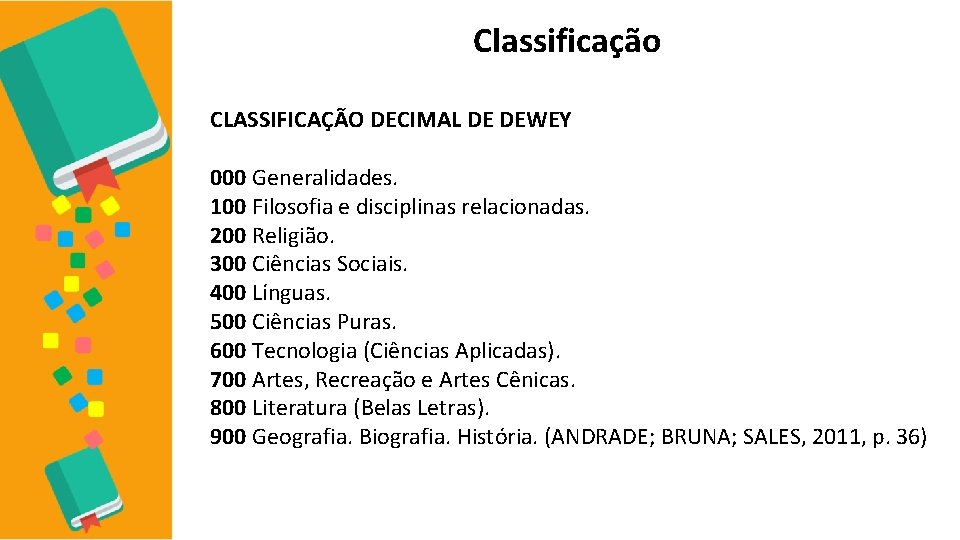 Classificação CLASSIFICAÇÃO DECIMAL DE DEWEY 000 Generalidades. 100 Filosofia e disciplinas relacionadas. 200 Religião.